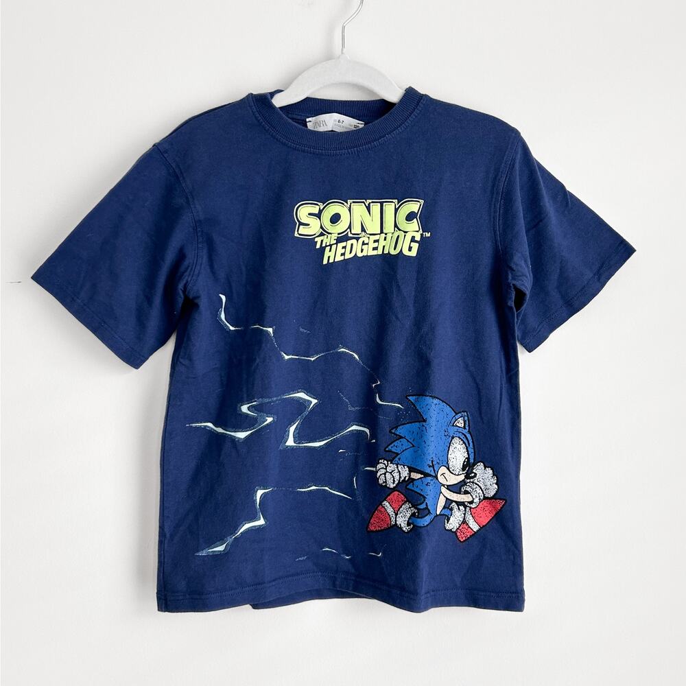 ZARA Sonic the Hedgehog Don't Stop Rolling T-Shirt in Size 6-7 Years Blue